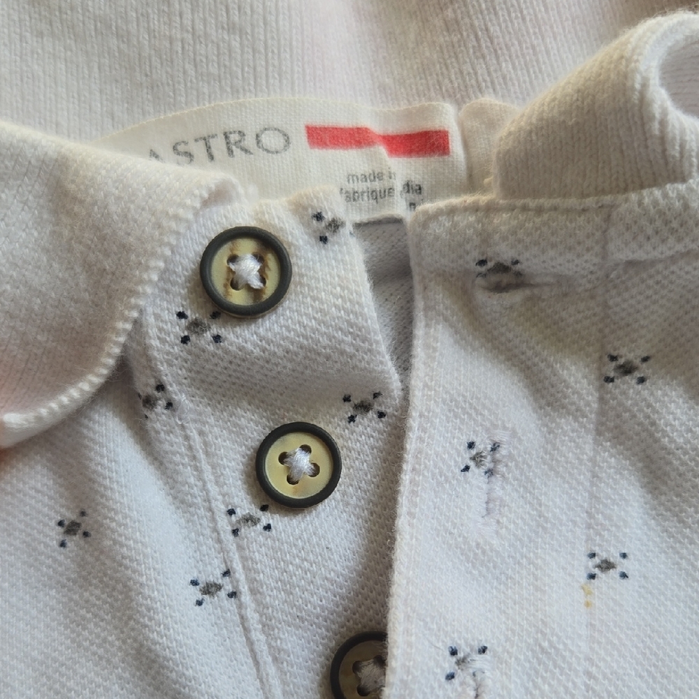 Astr White Polo with Small Navy Dot Clusters